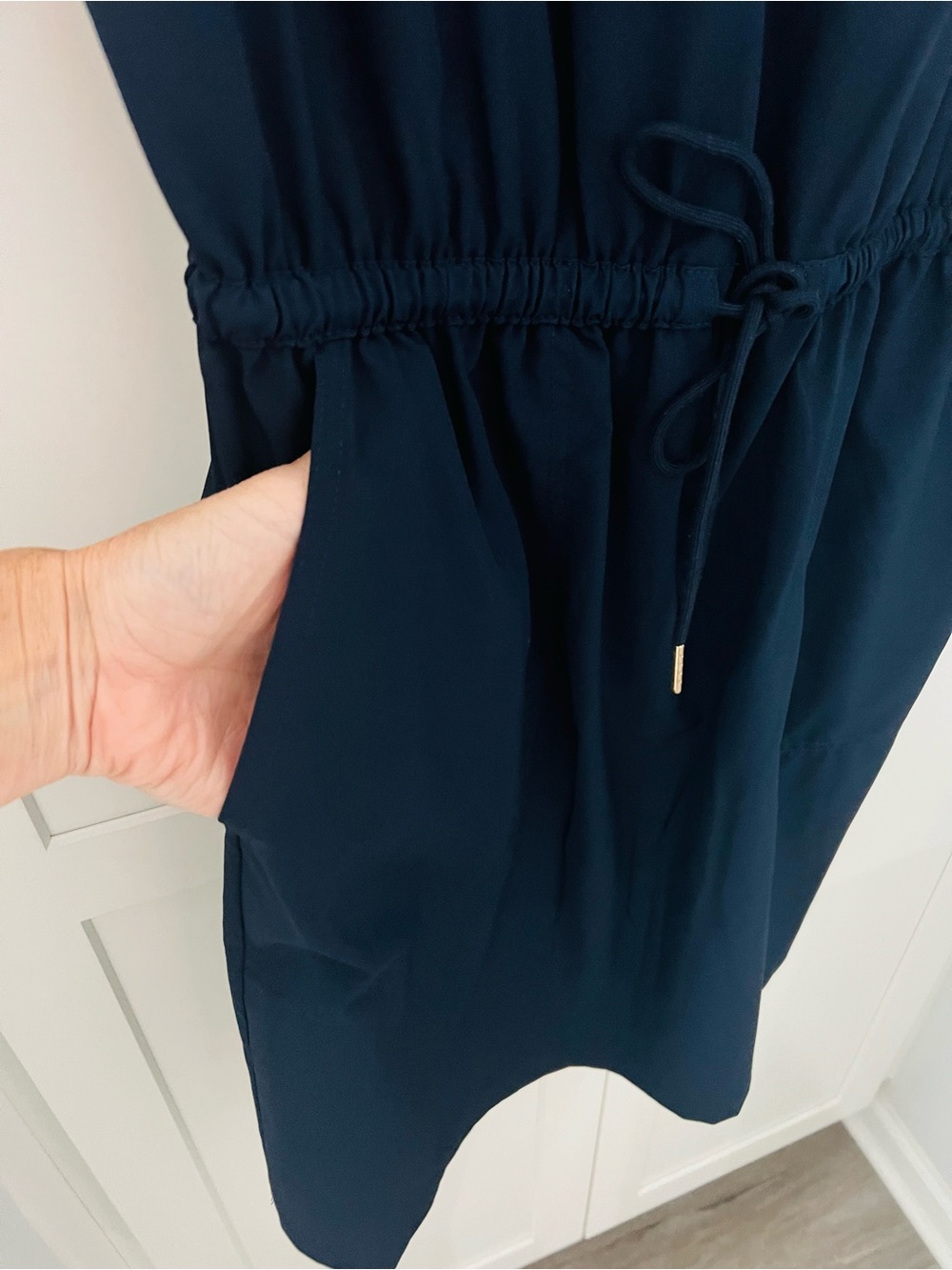 Calvin Klein Commuter Sleeveless Drawstring Waist Sheath Dress Navy Women’s Med - Picture 8 of 11